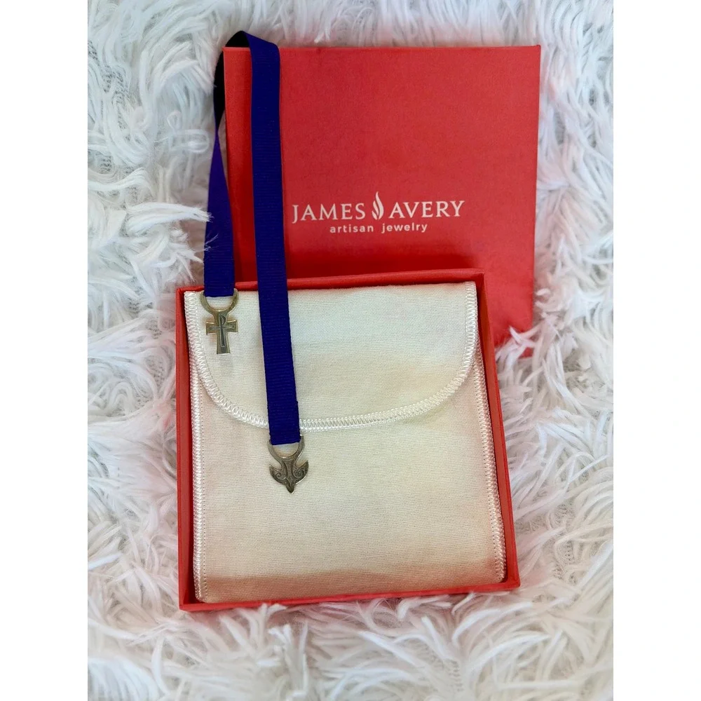 James Avery Sterling Silver Dove and Cross Purple Ribbon Bookmark with Box